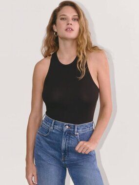 Everlane The Luxe Rib Racerback Tank in Black - XS